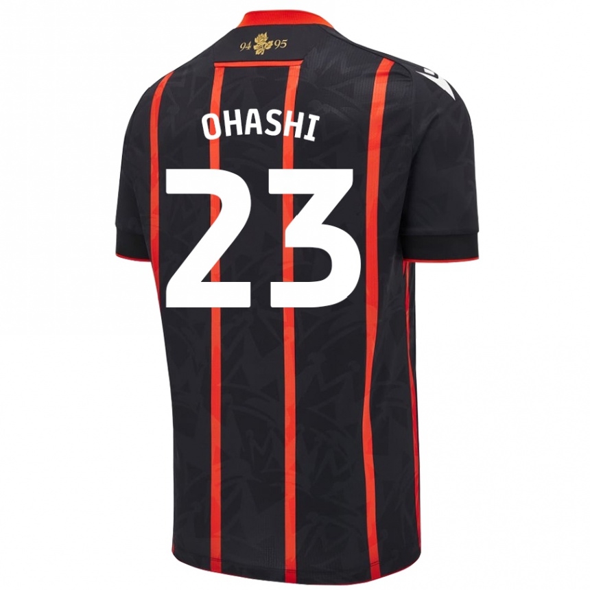 Kids Football Yuki Ohashi #23 Black Red Away Jersey 2024/25 T-Shirt Uk