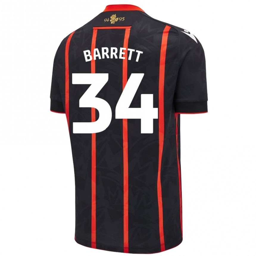 Kids Football Jack Barrett #34 Black Red Away Jersey 2024/25 T-Shirt Uk