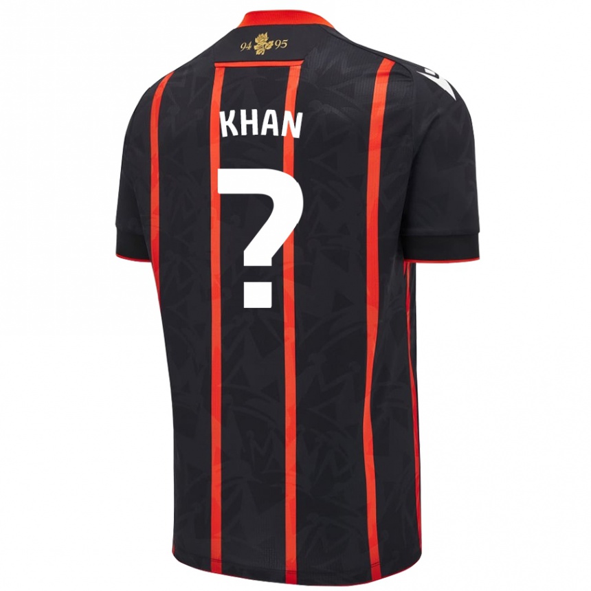 Kids Football Adam Khan #0 Black Red Away Jersey 2024/25 T-Shirt Uk