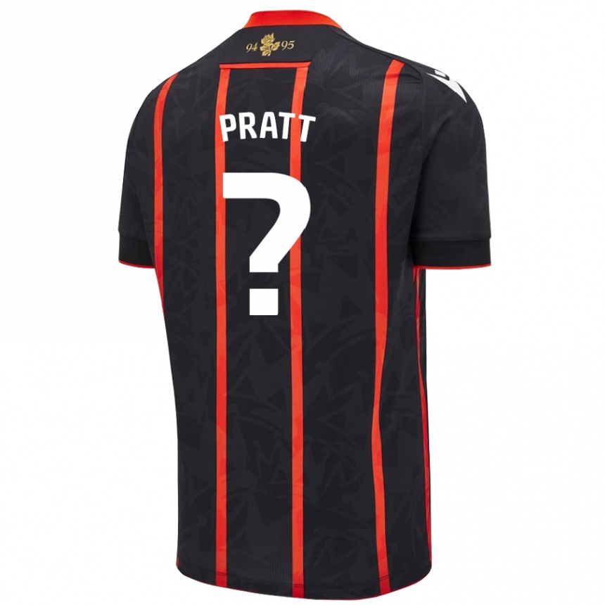 Kids Football George Pratt #0 Black Red Away Jersey 2024/25 T-Shirt Uk