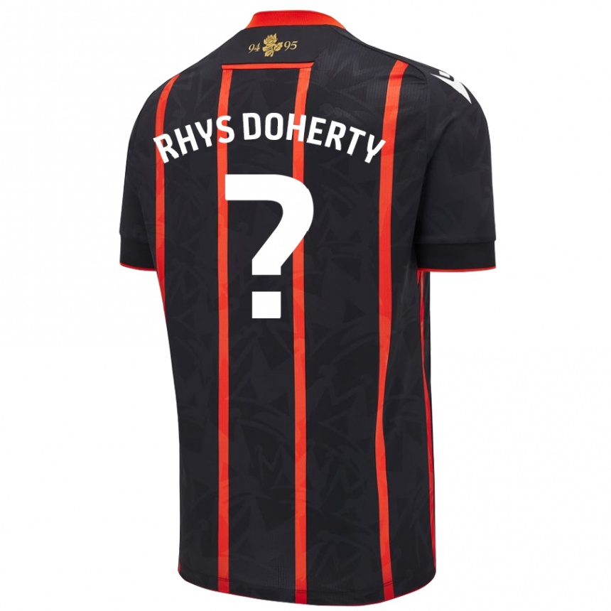 Kids Football Rhys Doherty #0 Black Red Away Jersey 2024/25 T-Shirt Uk