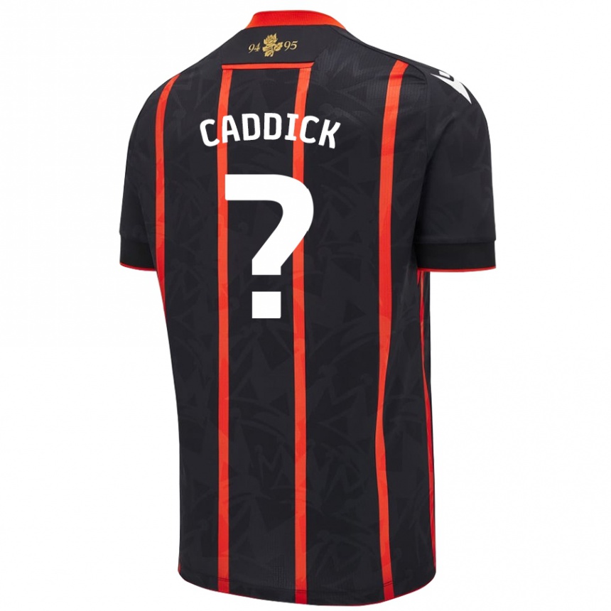 Kids Football Adam Caddick #0 Black Red Away Jersey 2024/25 T-Shirt Uk