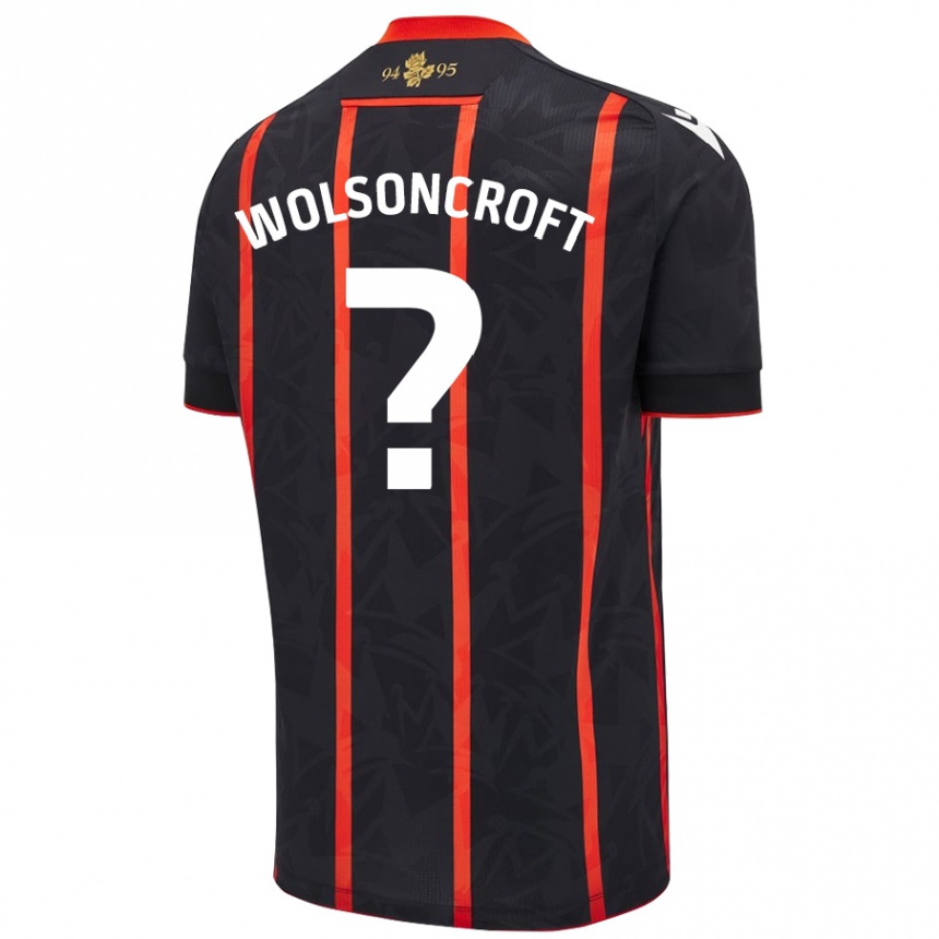 Kids Football Blake Wolsoncroft #0 Black Red Away Jersey 2024/25 T-Shirt Uk