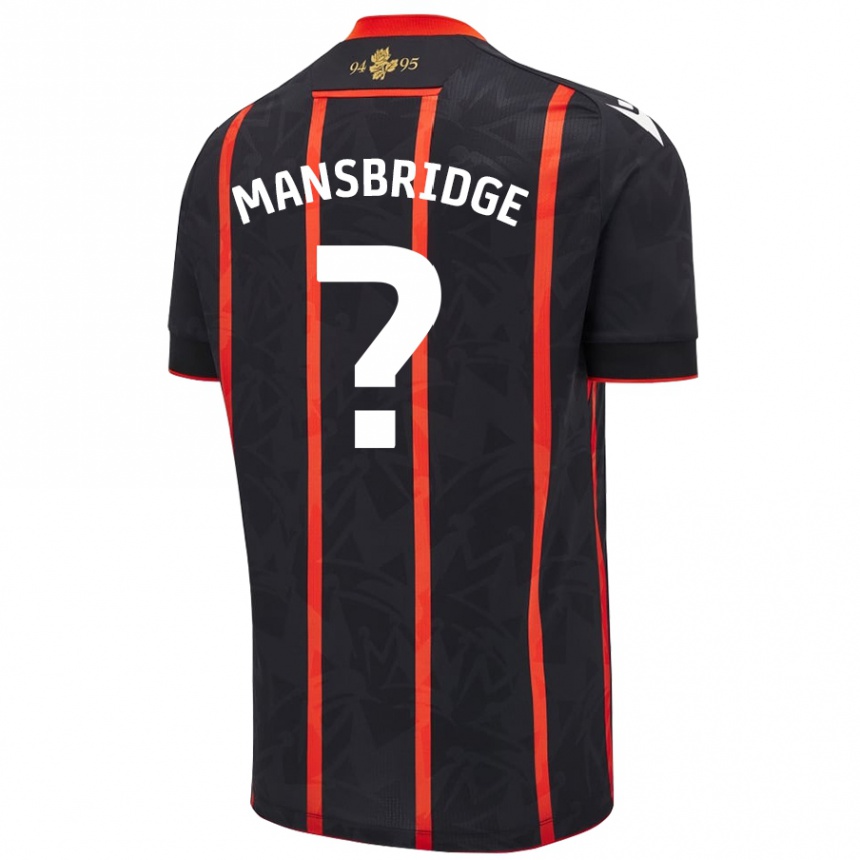 Kids Football Tyler Mansbridge #0 Black Red Away Jersey 2024/25 T-Shirt Uk