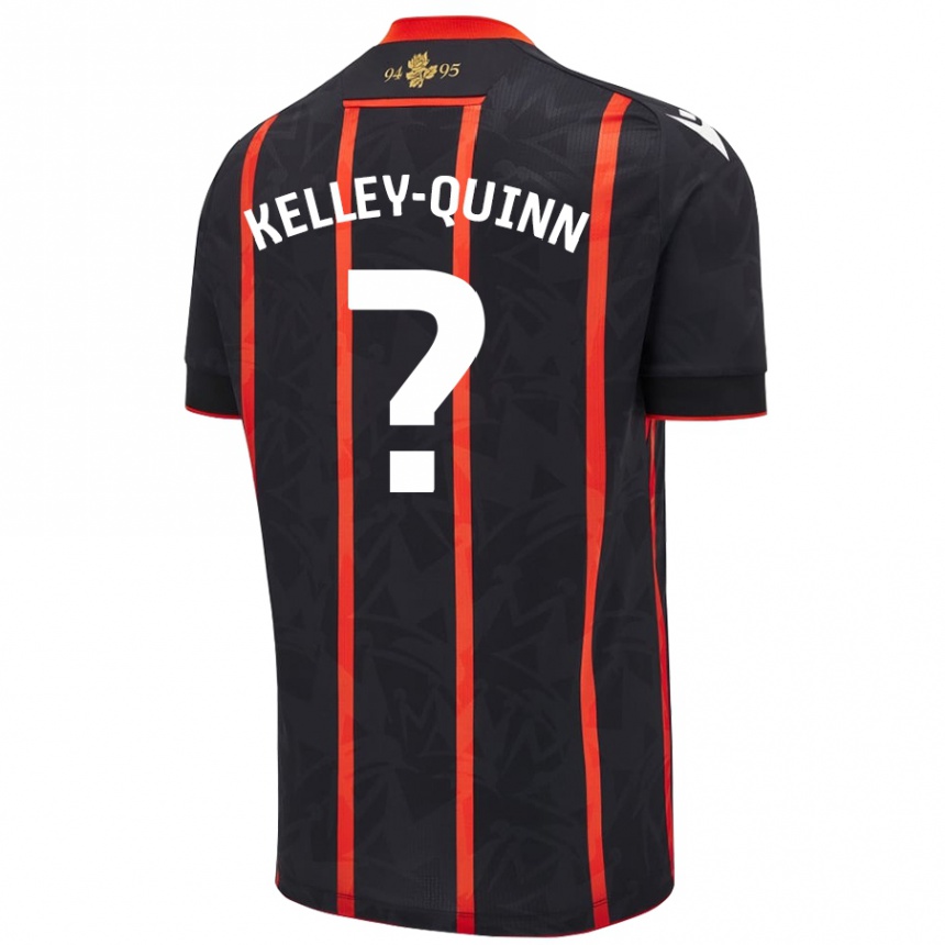 Kids Football Leon Kelley-Quinn #0 Black Red Away Jersey 2024/25 T-Shirt Uk