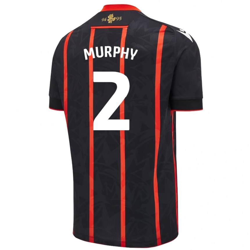 Kids Football Niamh Murphy #2 Black Red Away Jersey 2024/25 T-Shirt Uk