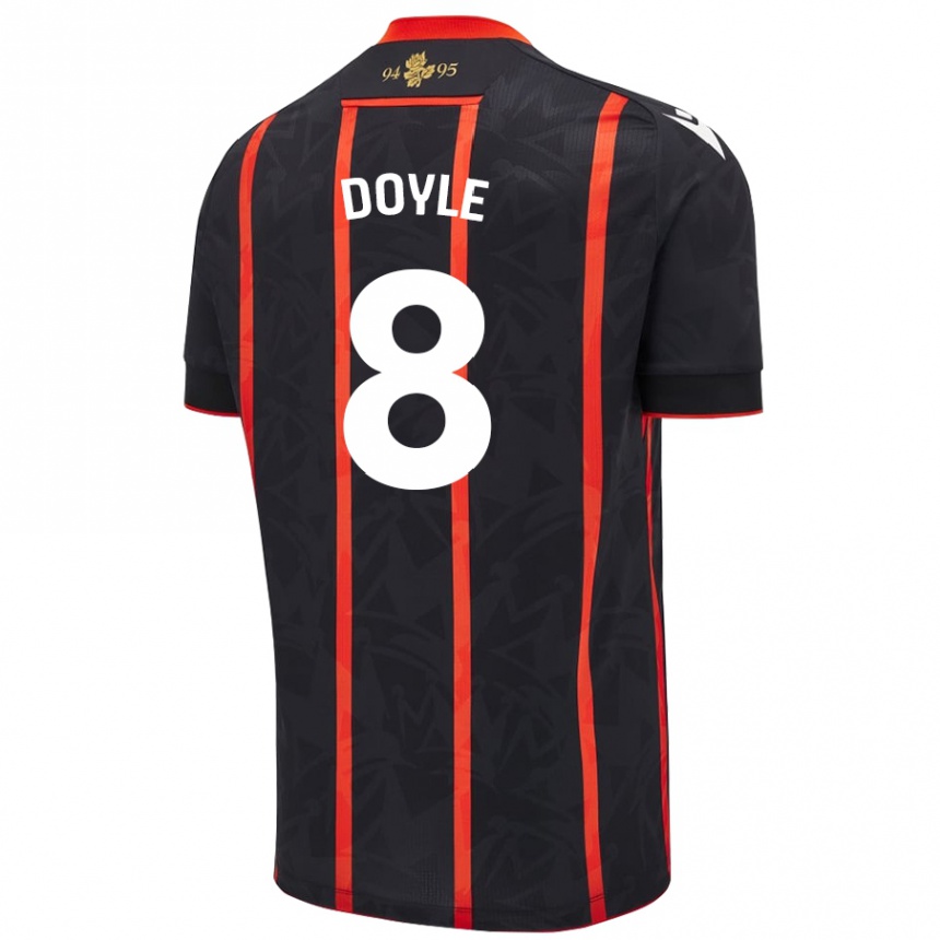 Kids Football Emma Doyle #8 Black Red Away Jersey 2024/25 T-Shirt Uk