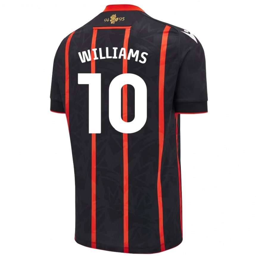 Kids Football Chloe Williams #10 Black Red Away Jersey 2024/25 T-Shirt Uk