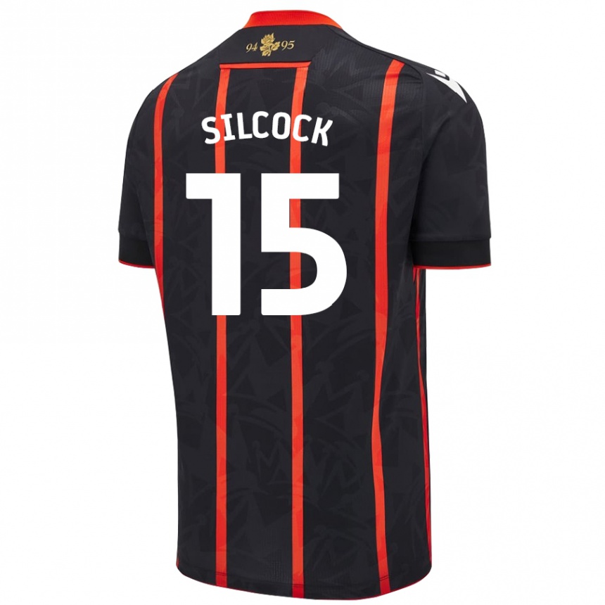 Kids Football Hannah Silcock #15 Black Red Away Jersey 2024/25 T-Shirt Uk