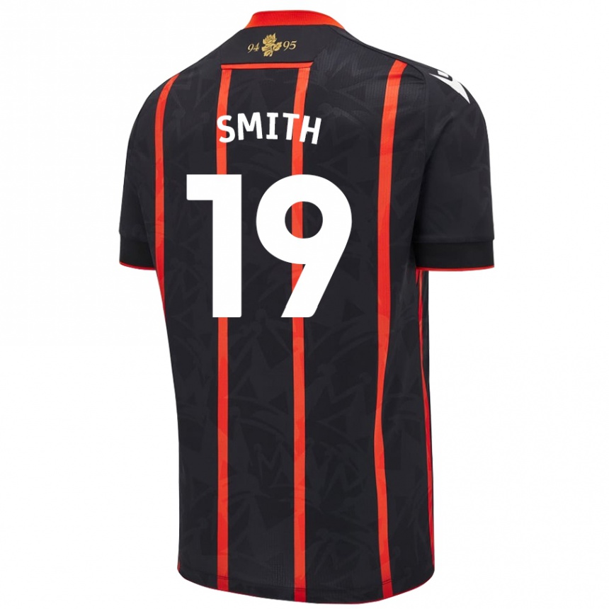 Kids Football Evie Smith #19 Black Red Away Jersey 2024/25 T-Shirt Uk