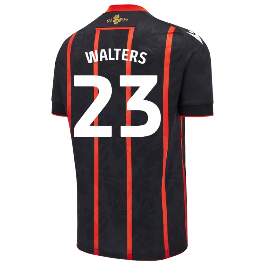 Kids Football Georgia Walters #23 Black Red Away Jersey 2024/25 T-Shirt Uk