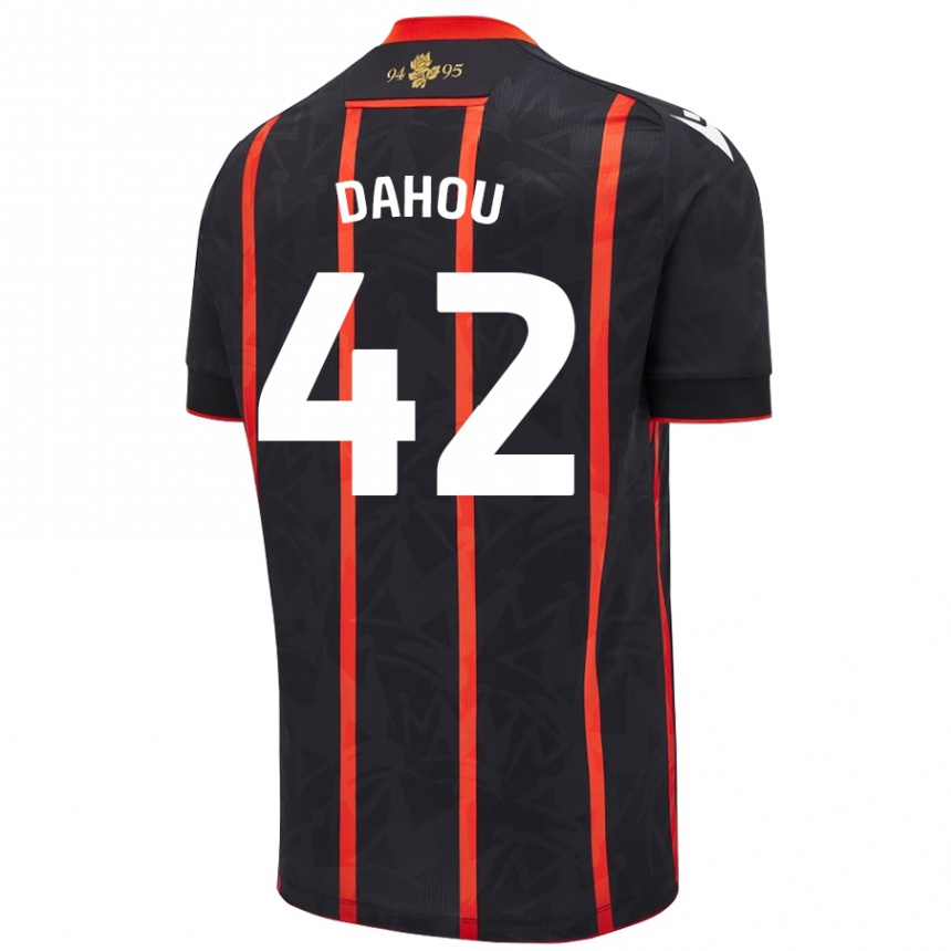 Kids Football Jemima Dahou #42 Black Red Away Jersey 2024/25 T-Shirt Uk