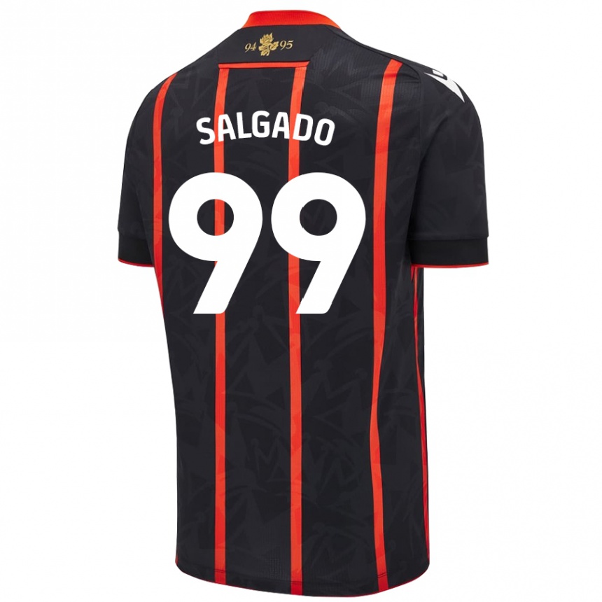 Kids Football Shanell Salgado #99 Black Red Away Jersey 2024/25 T-Shirt Uk