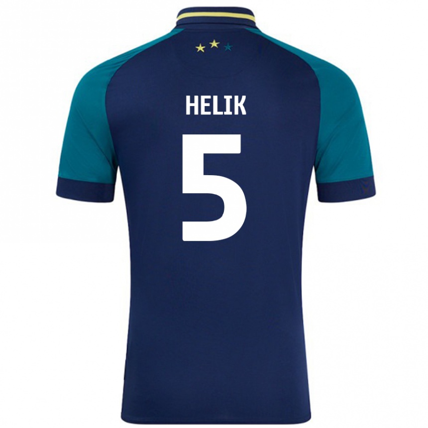 Kids Football Michal Helik #5 Navy Dark Green Away Jersey 2024/25 T-Shirt Uk