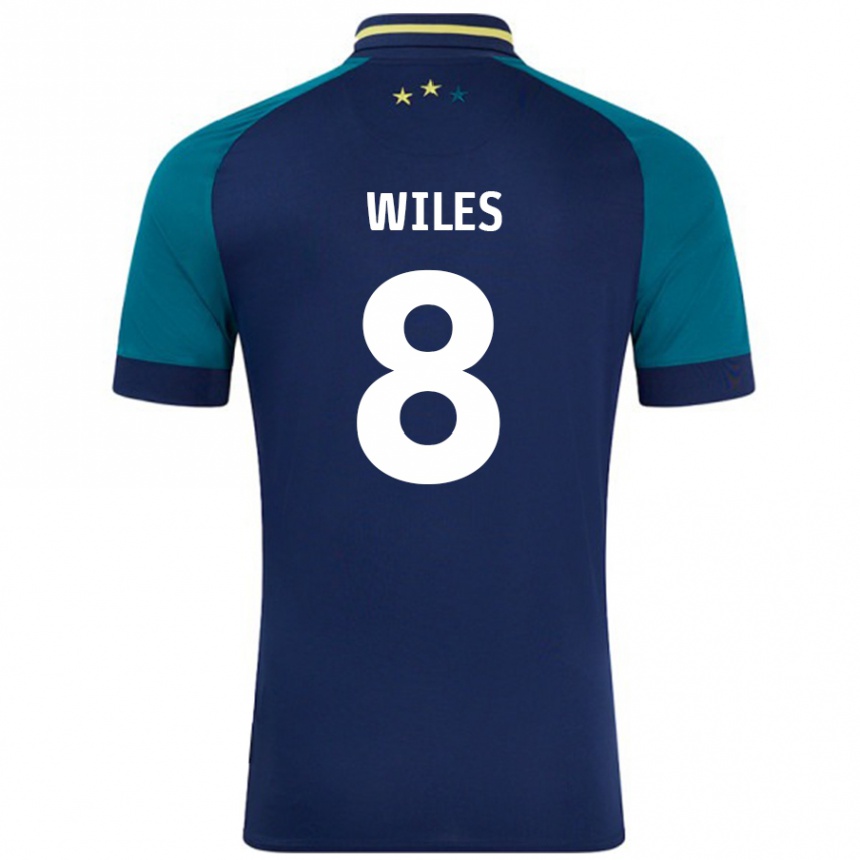 Kids Football Ben Wiles #8 Navy Dark Green Away Jersey 2024/25 T-Shirt Uk