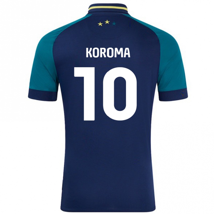 Kids Football Josh Koroma #10 Navy Dark Green Away Jersey 2024/25 T-Shirt Uk