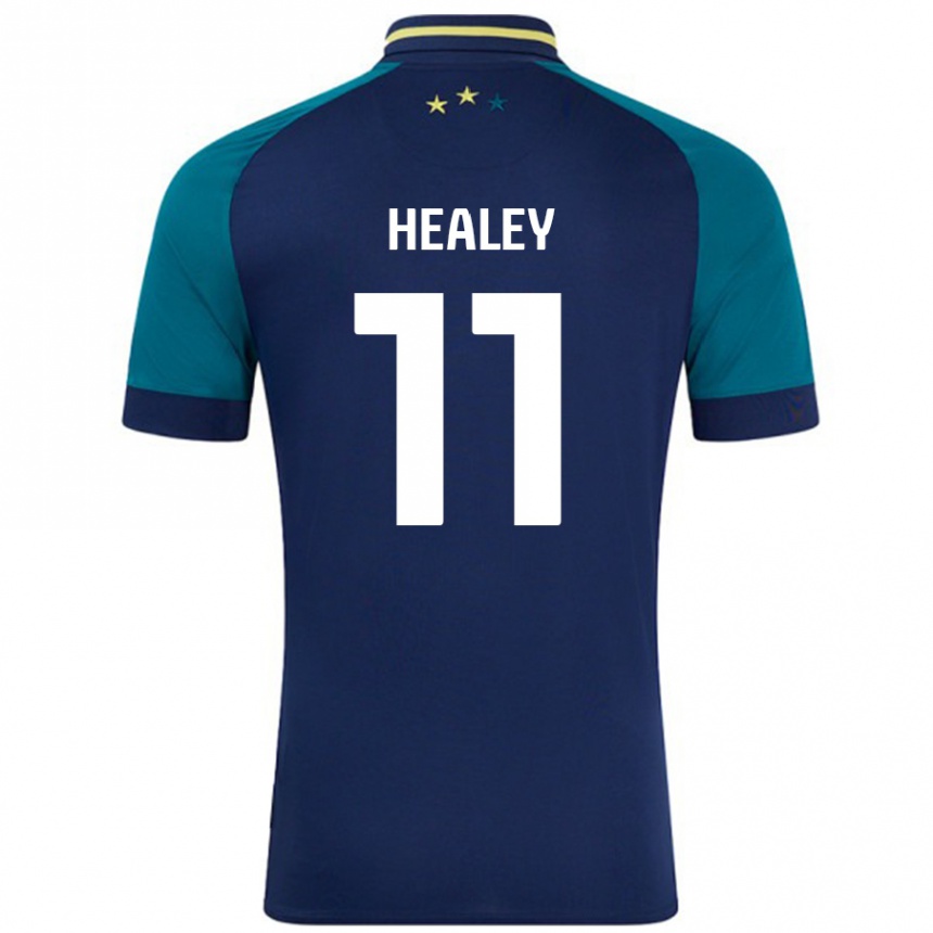 Kids Football Rhys Healey #11 Navy Dark Green Away Jersey 2024/25 T-Shirt Uk