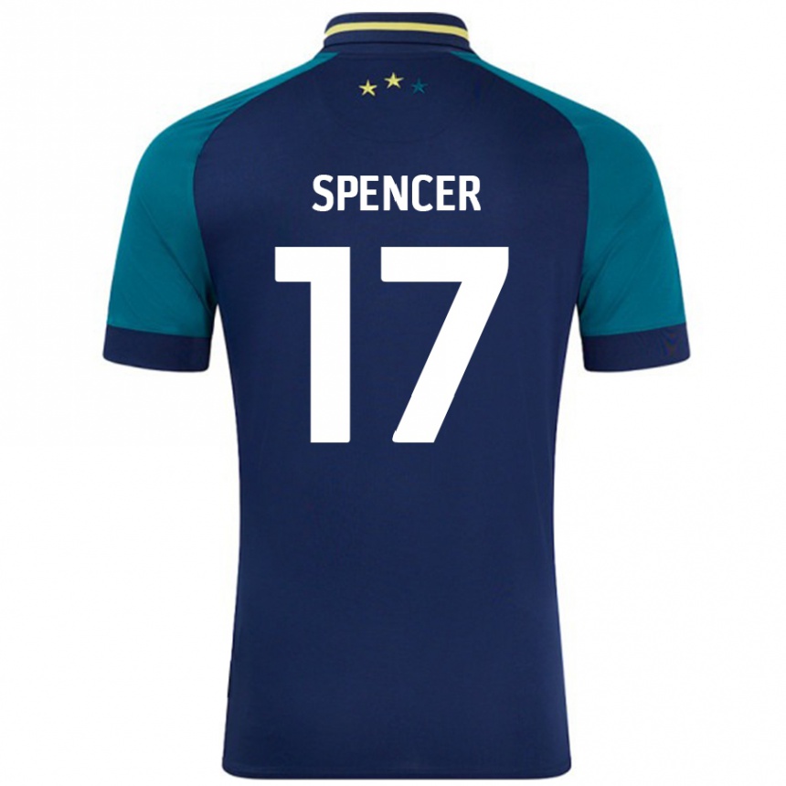 Kids Football Brodie Spencer #17 Navy Dark Green Away Jersey 2024/25 T-Shirt Uk