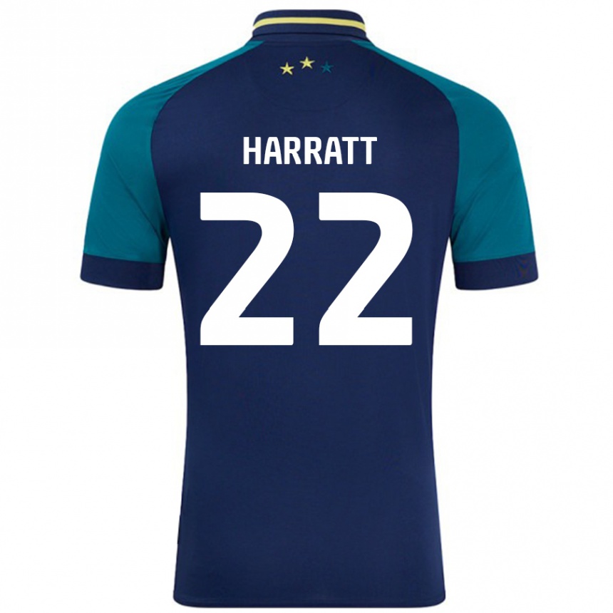 Kids Football Kian Harratt #22 Navy Dark Green Away Jersey 2024/25 T-Shirt Uk