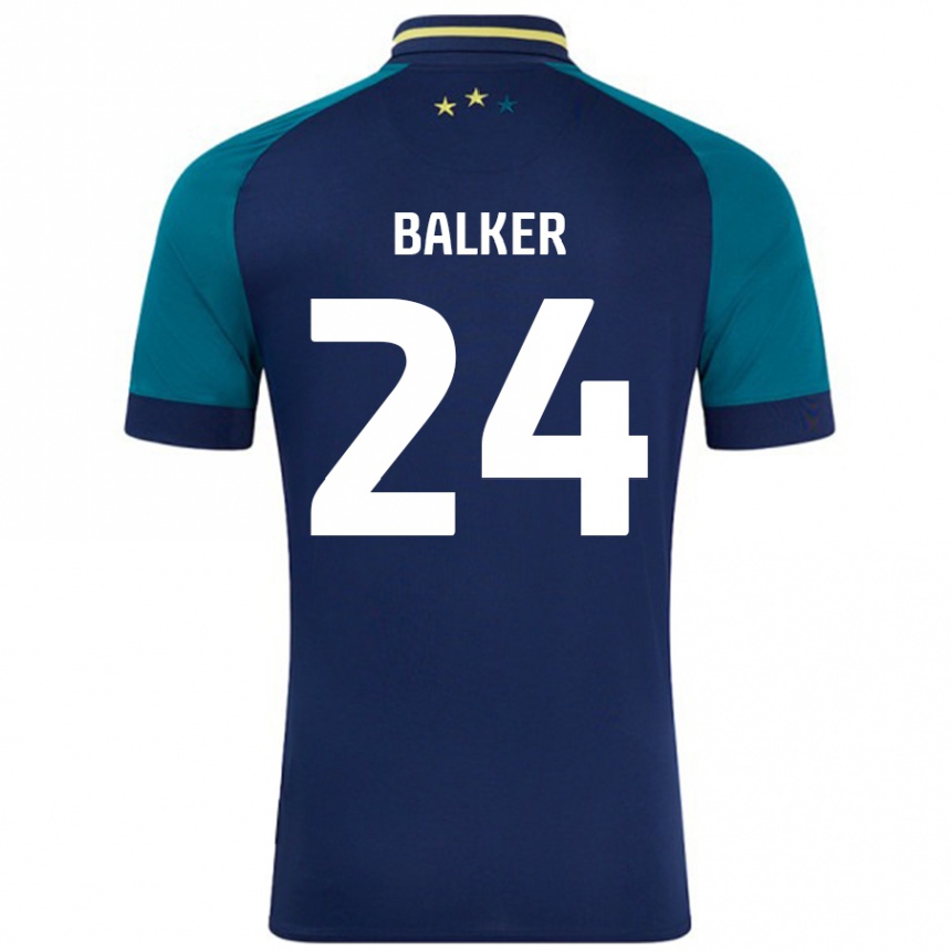 Kids Football Radinio Balker #24 Navy Dark Green Away Jersey 2024/25 T-Shirt Uk