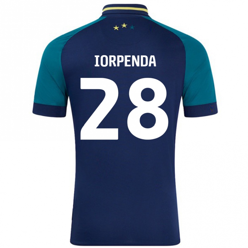 Kids Football Tom Iorpenda #28 Navy Dark Green Away Jersey 2024/25 T-Shirt Uk