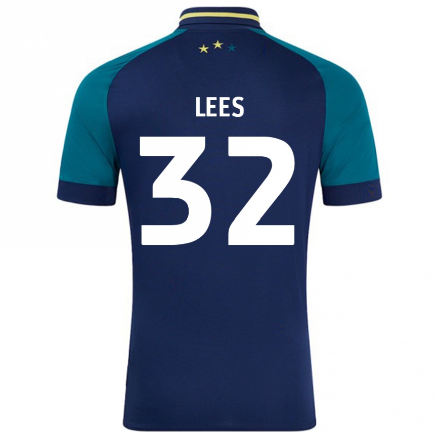 Kids Football Tom Lees #32 Navy Dark Green Away Jersey 2024/25 T-Shirt Uk