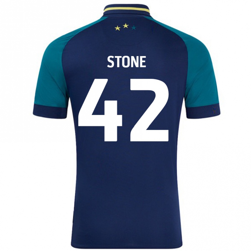 Kids Football Michael Stone #42 Navy Dark Green Away Jersey 2024/25 T-Shirt Uk