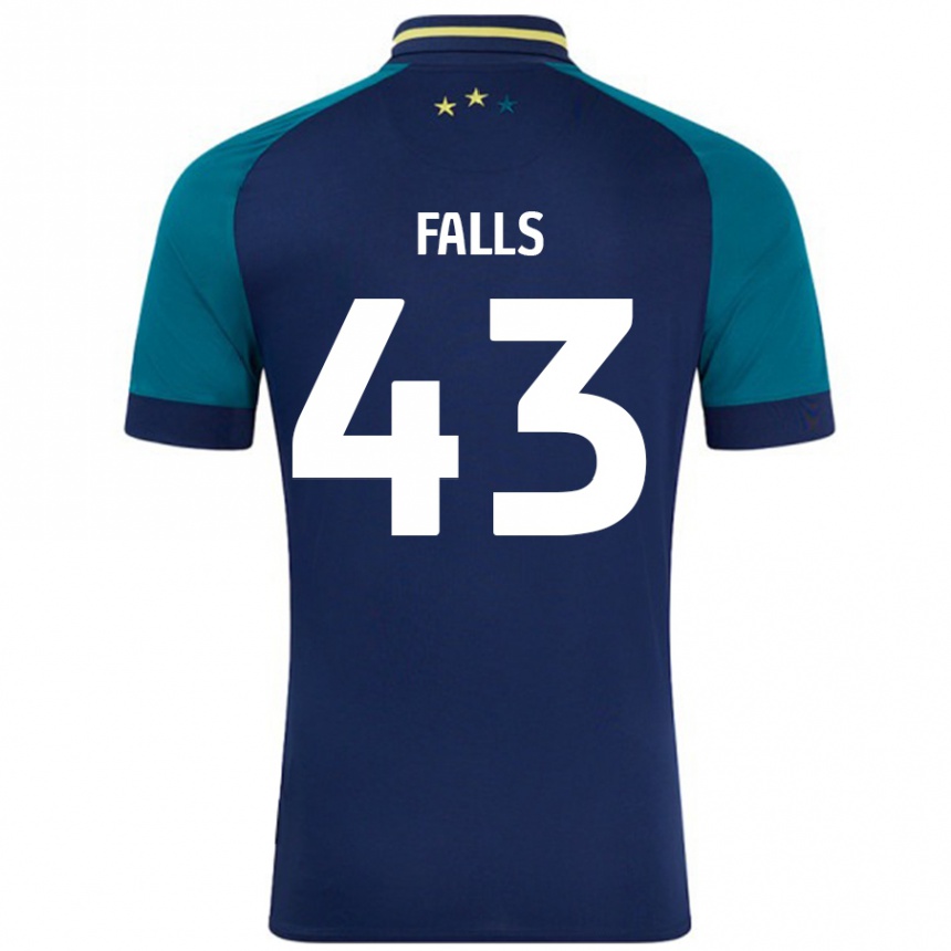 Kids Football Conor Falls #43 Navy Dark Green Away Jersey 2024/25 T-Shirt Uk