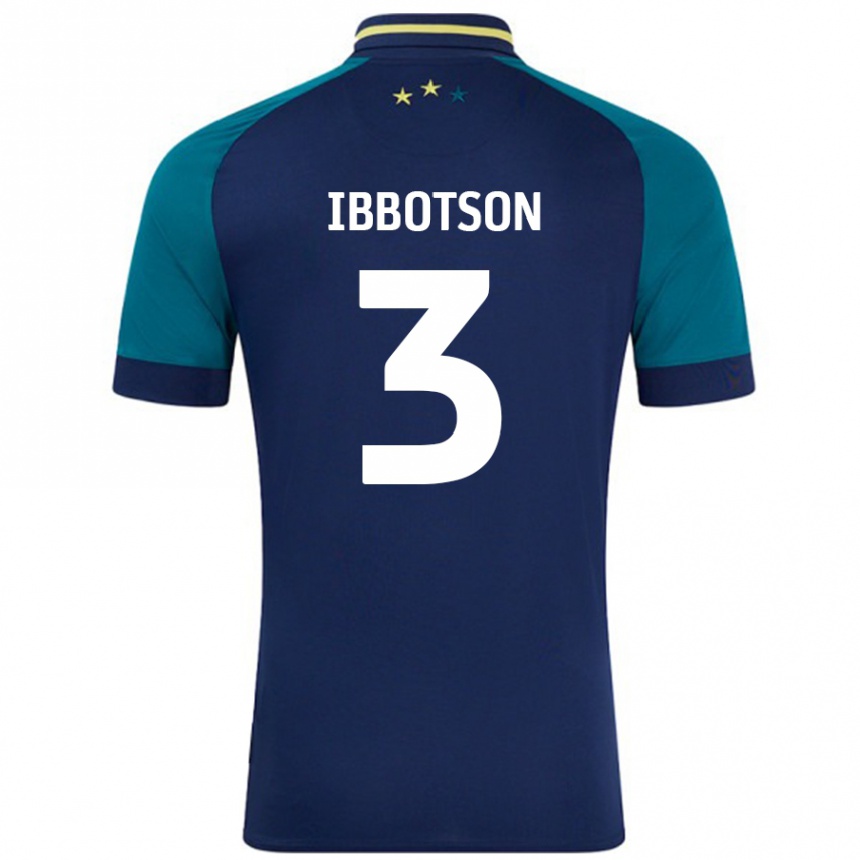 Kids Football Beth Ibbotson #3 Navy Dark Green Away Jersey 2024/25 T-Shirt Uk