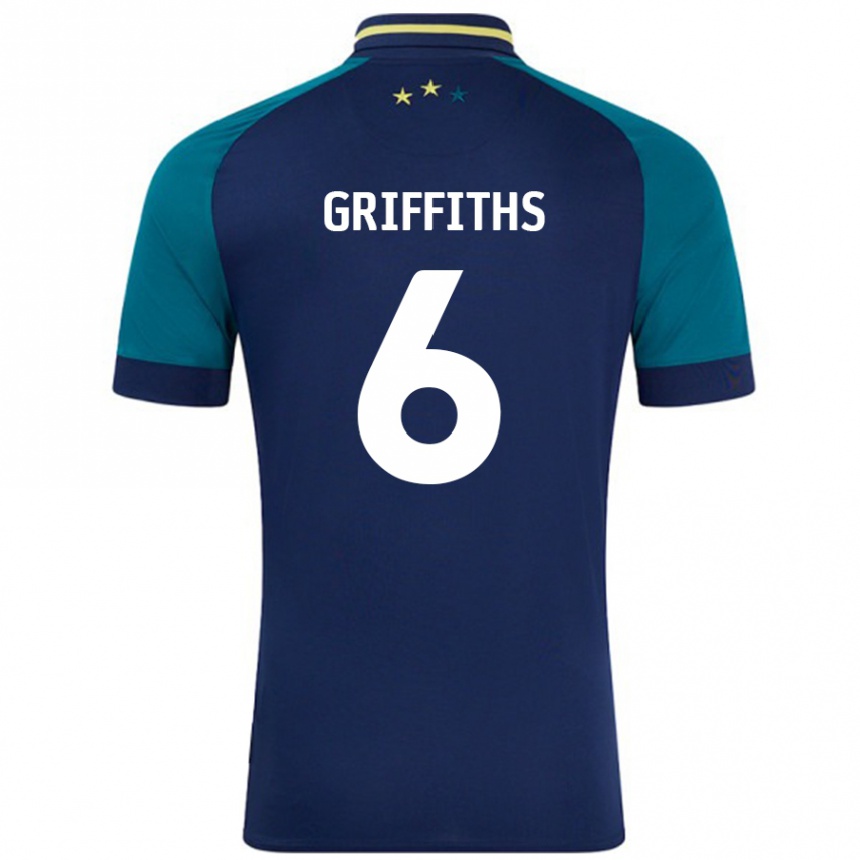 Kids Football Lauren Griffiths #6 Navy Dark Green Away Jersey 2024/25 T-Shirt Uk