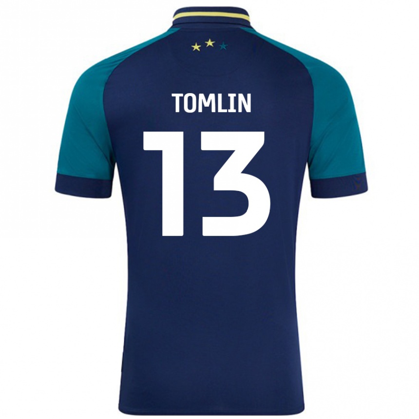 Kids Football Phoebe Tomlin #13 Navy Dark Green Away Jersey 2024/25 T-Shirt Uk