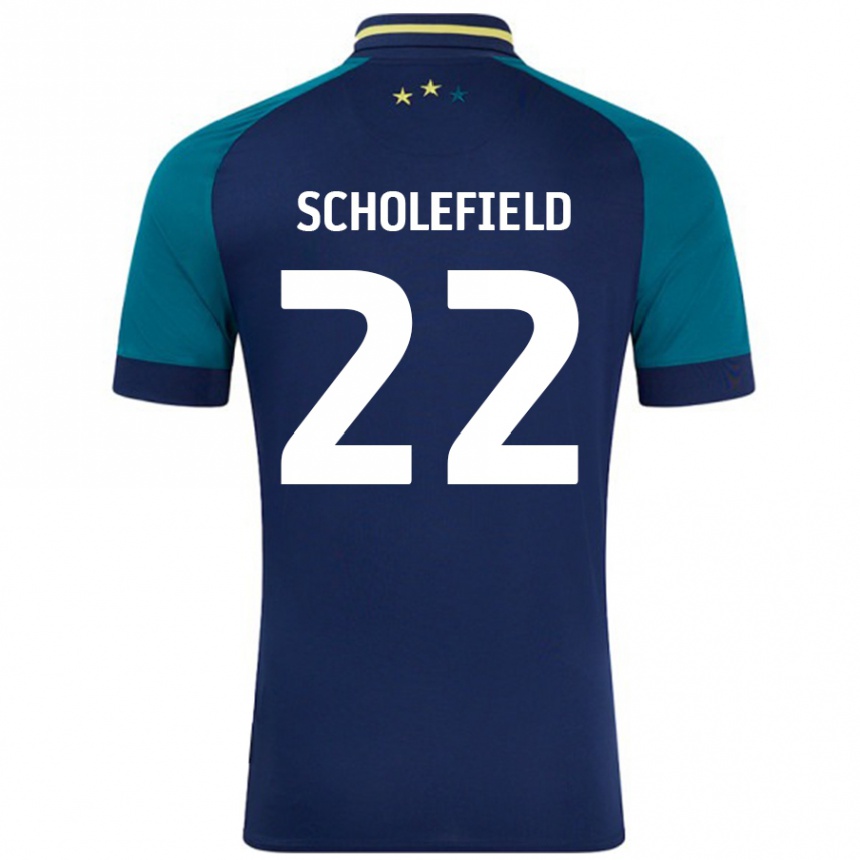 Kids Football Lois Scholefield #22 Navy Dark Green Away Jersey 2024/25 T-Shirt Uk