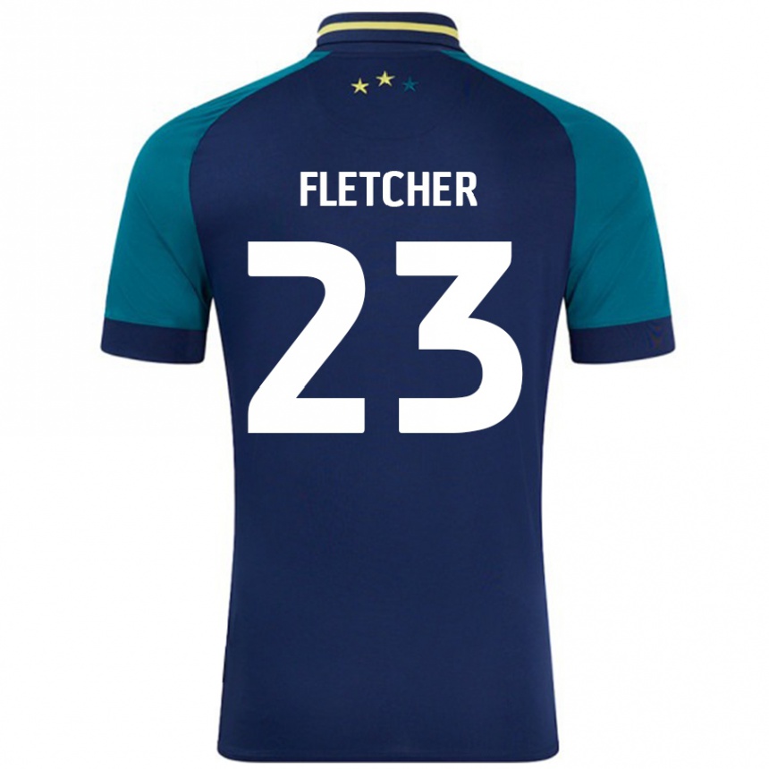 Kids Football Serena Fletcher #23 Navy Dark Green Away Jersey 2024/25 T-Shirt Uk