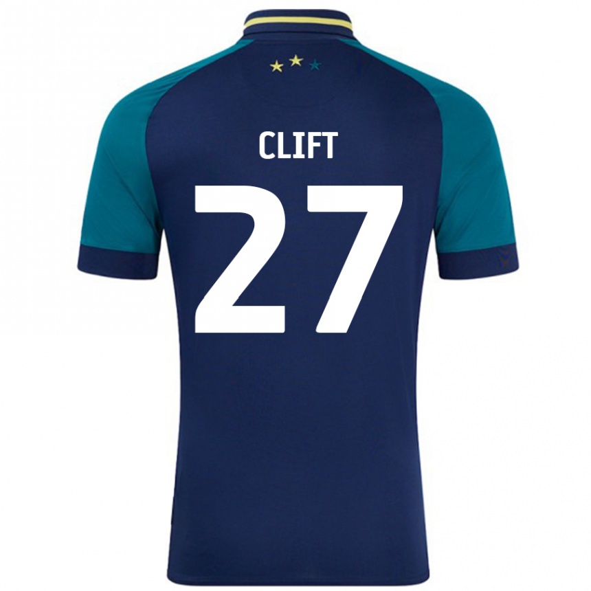 Kids Football Cassidy Clift #27 Navy Dark Green Away Jersey 2024/25 T-Shirt Uk