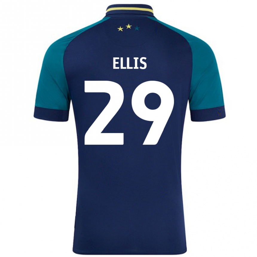 Kids Football Molly Ellis #29 Navy Dark Green Away Jersey 2024/25 T-Shirt Uk