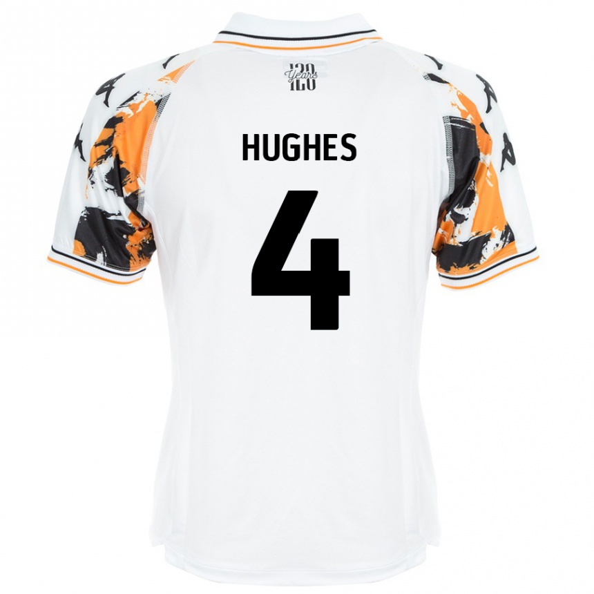 Kids Football Charlie Hughes #4 White Away Jersey 2024/25 T-Shirt Uk