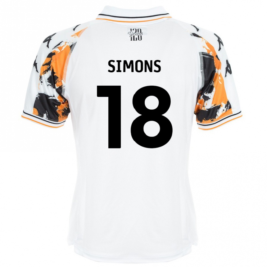 Kids Football Xavier Simons #18 White Away Jersey 2024/25 T-Shirt Uk