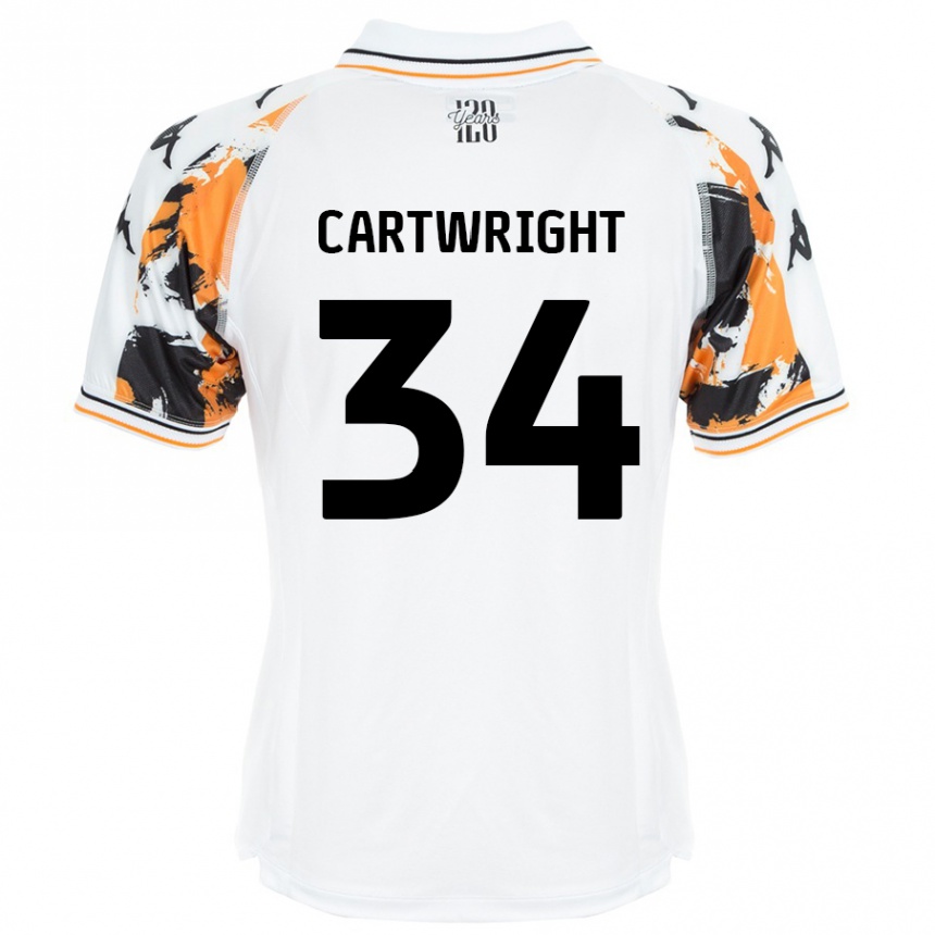 Kids Football Harvey Cartwright #34 White Away Jersey 2024/25 T-Shirt Uk