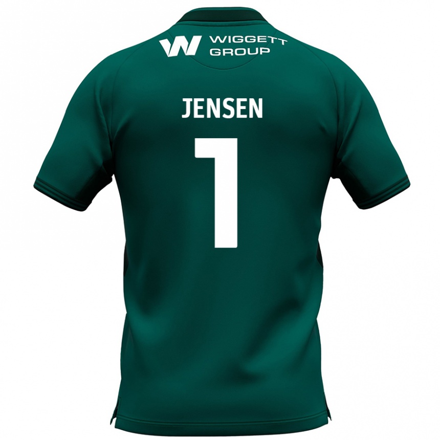 Kids Football Lukas Jensen #1 Green Away Jersey 2024/25 T-Shirt Uk