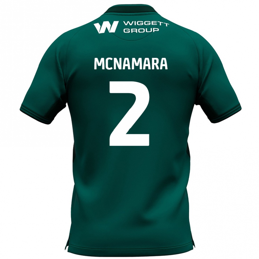 Kids Football Danny Mcnamara #2 Green Away Jersey 2024/25 T-Shirt Uk