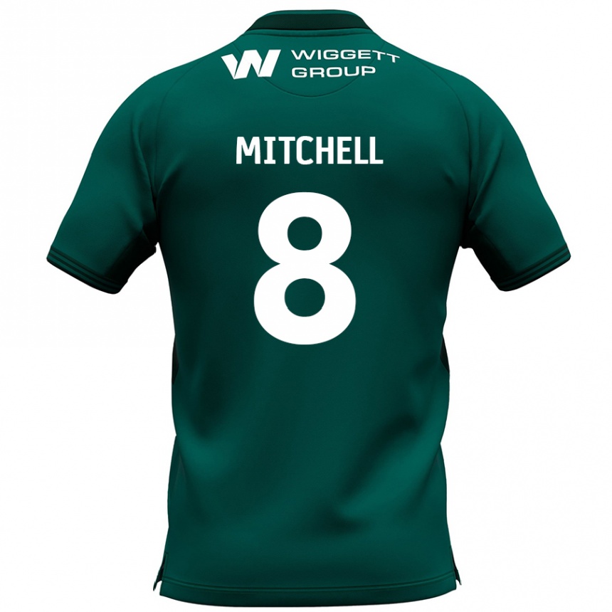 Kids Football Billy Mitchell #8 Green Away Jersey 2024/25 T-Shirt Uk