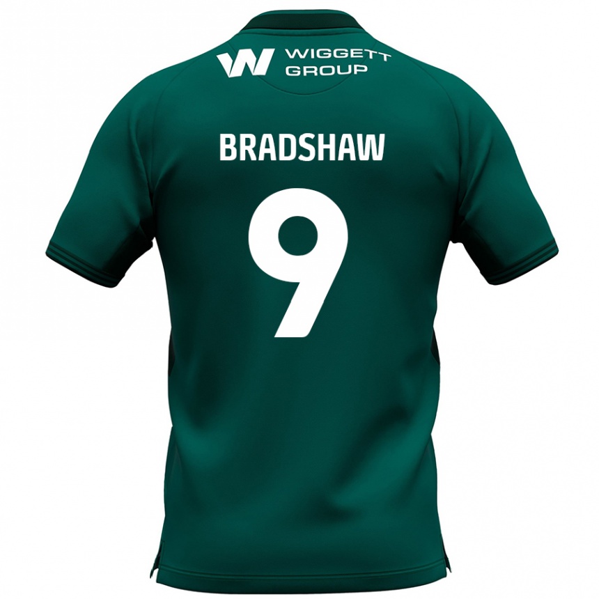 Kids Football Tom Bradshaw #9 Green Away Jersey 2024/25 T-Shirt Uk