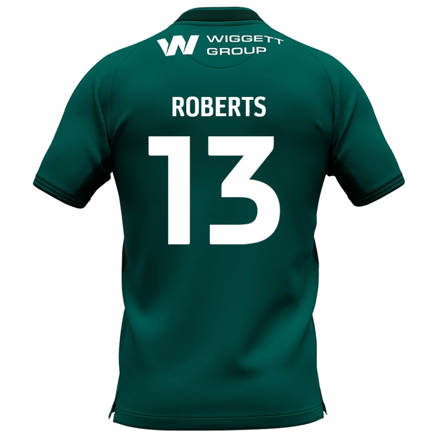 Kids Football Liam Roberts #13 Green Away Jersey 2024/25 T-Shirt Uk