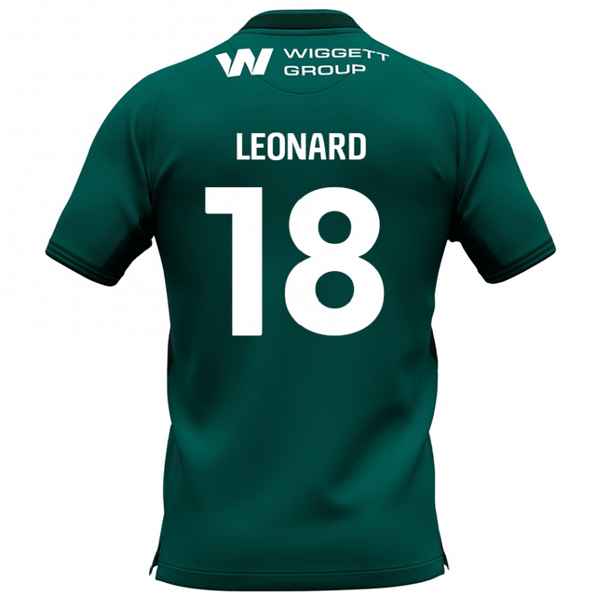 Kids Football Ryan Leonard #18 Green Away Jersey 2024/25 T-Shirt Uk