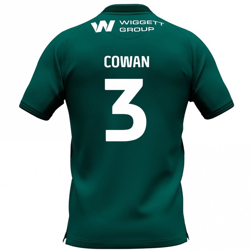 Kids Football Leanne Cowan #3 Green Away Jersey 2024/25 T-Shirt Uk