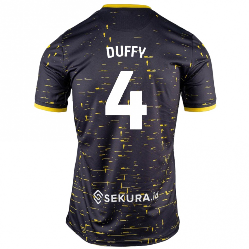 Kids Football Shane Duffy #4 Black Yellow Away Jersey 2024/25 T-Shirt Uk