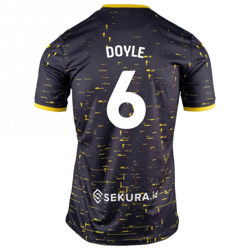 Kids Football Callum Doyle #6 Black Yellow Away Jersey 2024/25 T-Shirt Uk