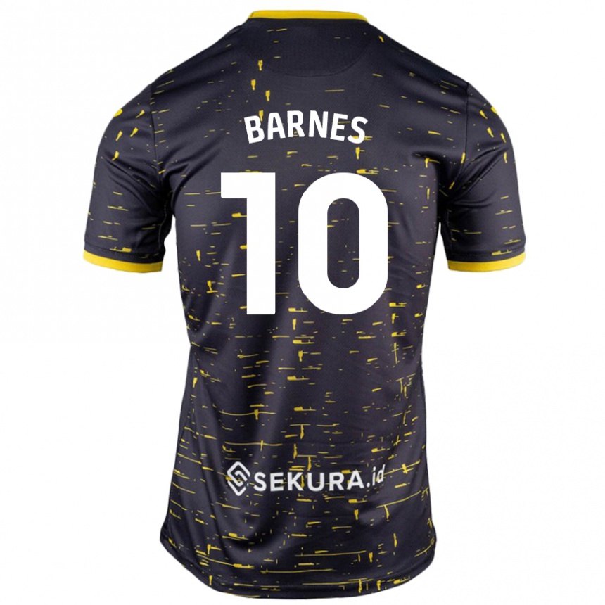 Kids Football Ashley Barnes #10 Black Yellow Away Jersey 2024/25 T-Shirt Uk