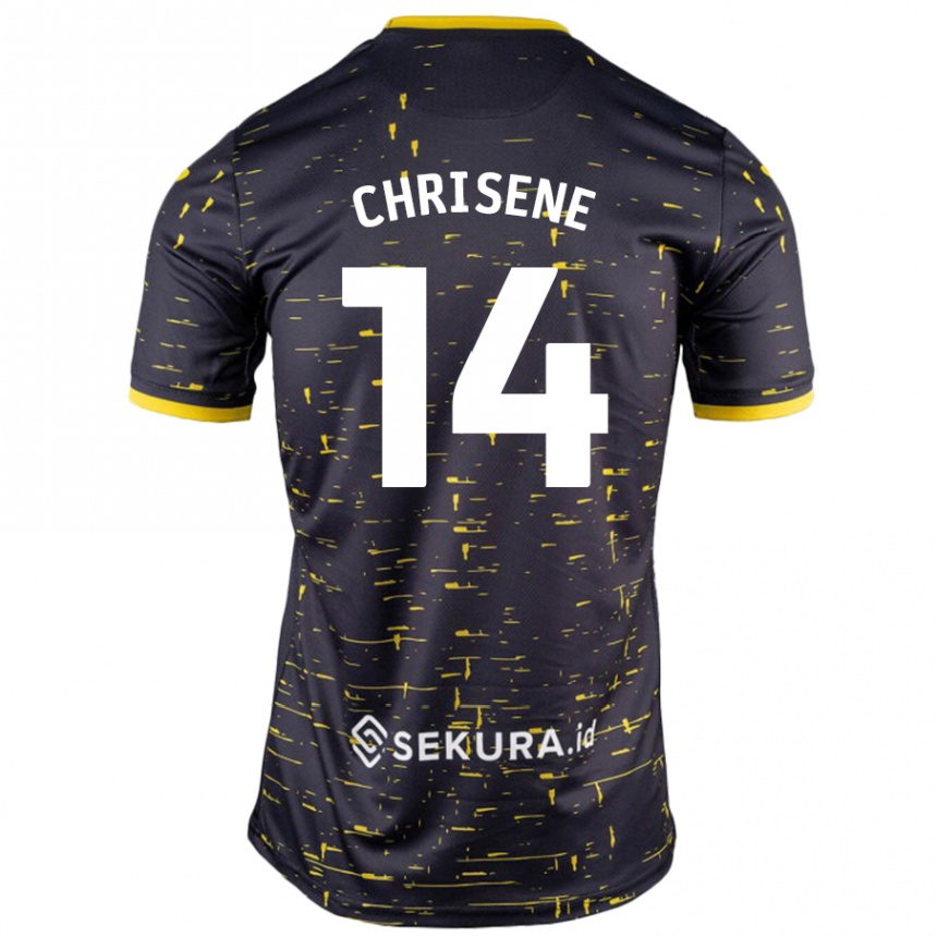 Kids Football Ben Chrisene #14 Black Yellow Away Jersey 2024/25 T-Shirt Uk