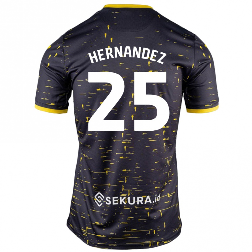 Kids Football Onel Hernández #25 Black Yellow Away Jersey 2024/25 T-Shirt Uk